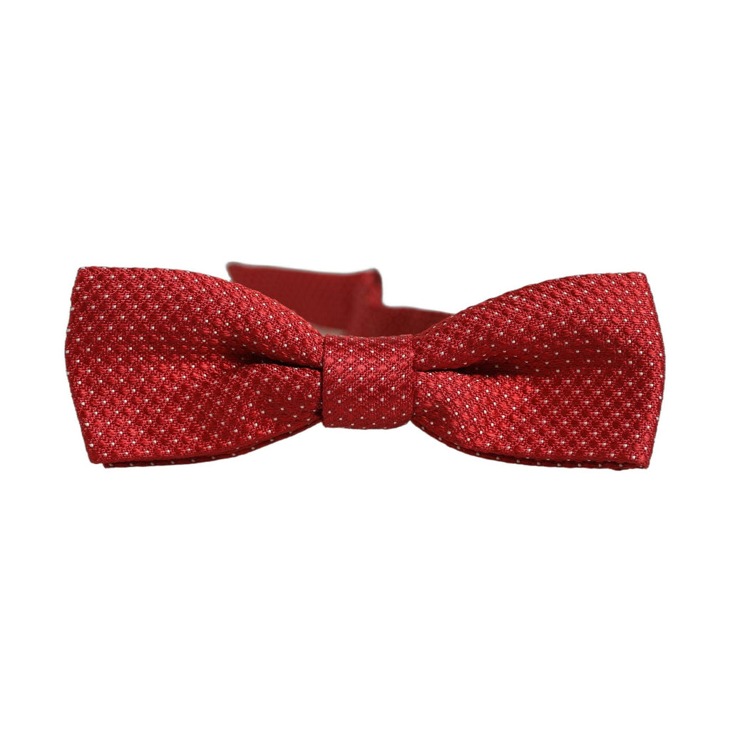Men Red Polka Dot Silk Adjustable Neck Papillon Bow Tie