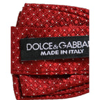 Men Red Polka Dot Silk Adjustable Neck Papillon Bow Tie