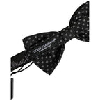 Men Black Patterned Adjustable Neck Papillon Bow Tie