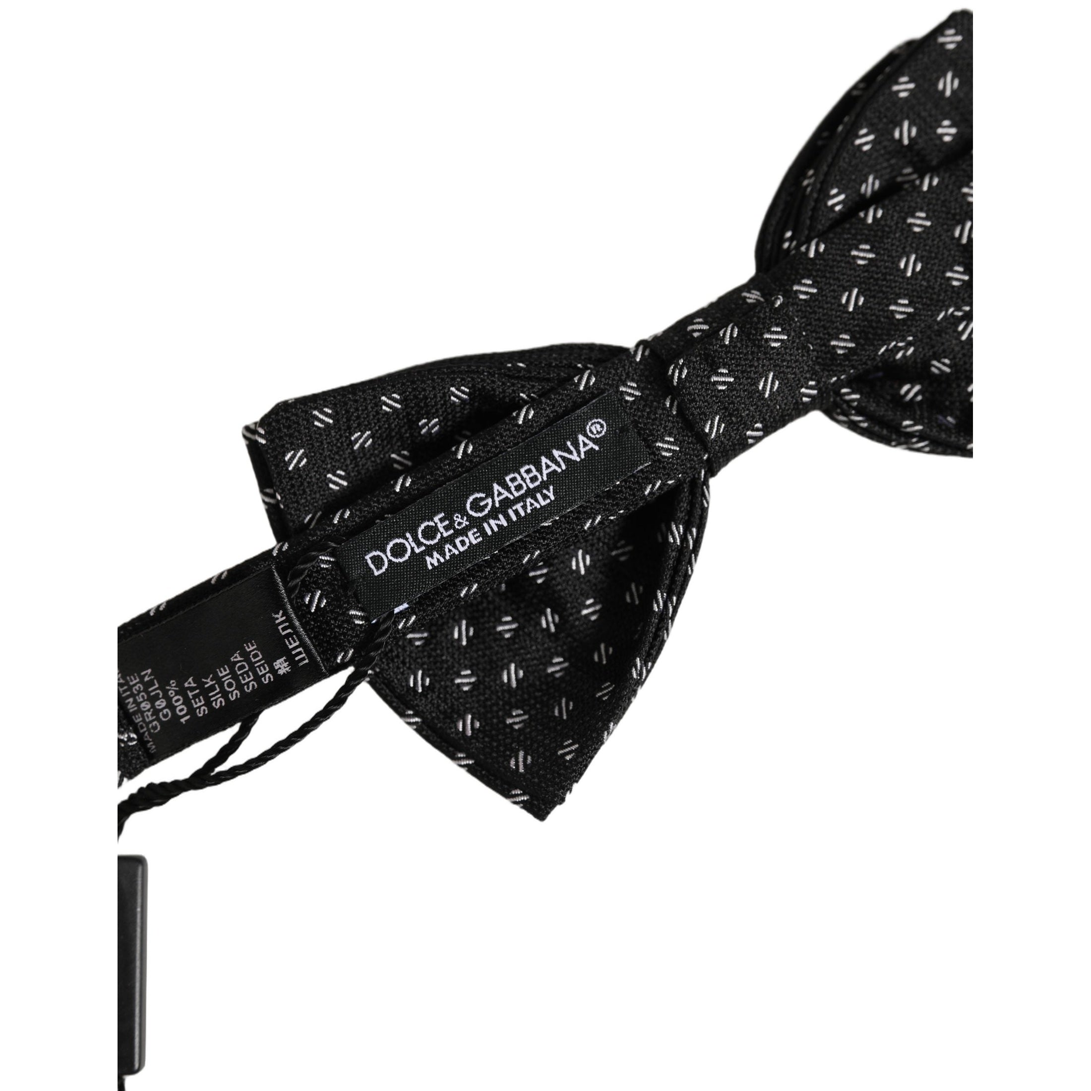Men Black Patterned Adjustable Neck Papillon Bow Tie