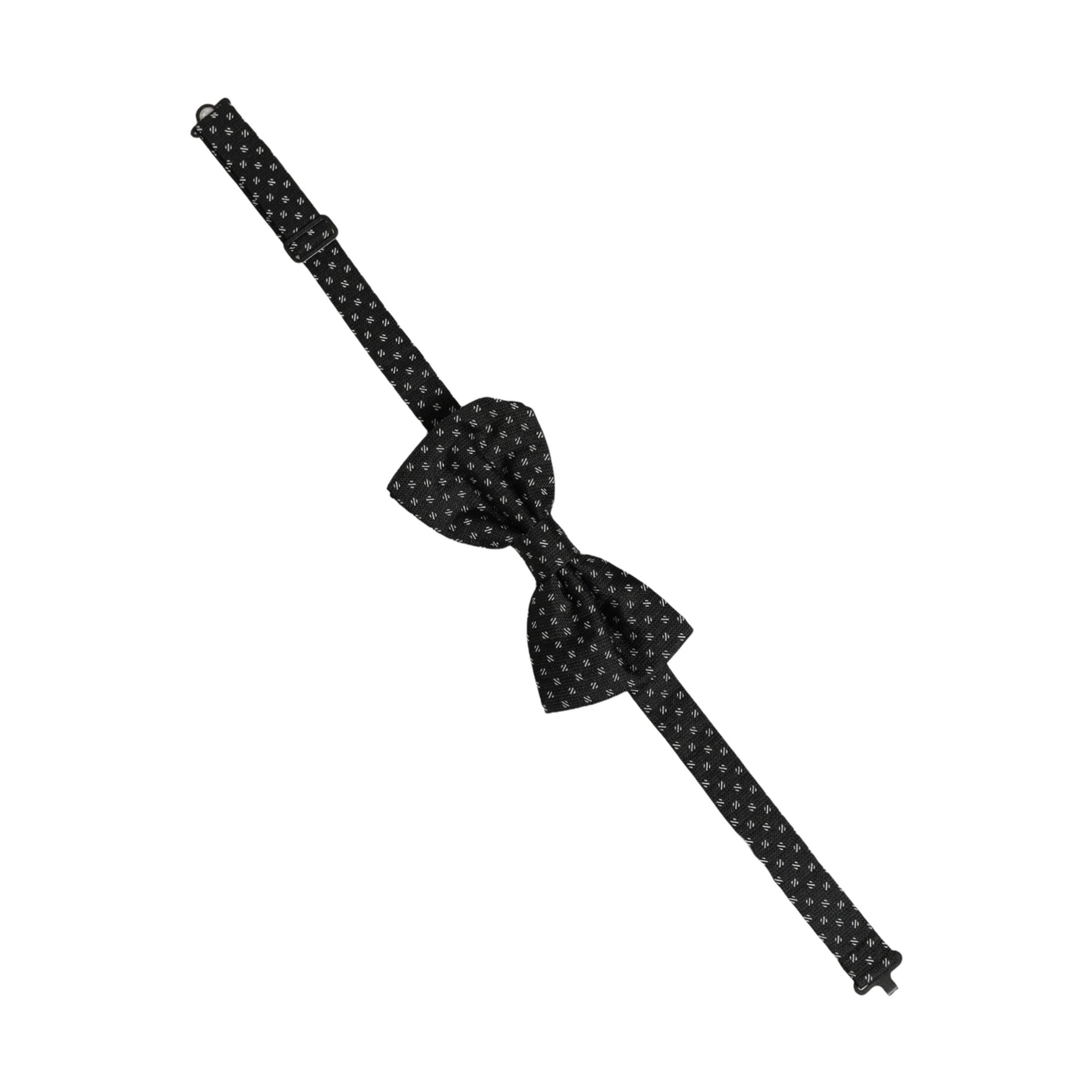 Men Black Patterned Adjustable Neck Papillon Bow Tie