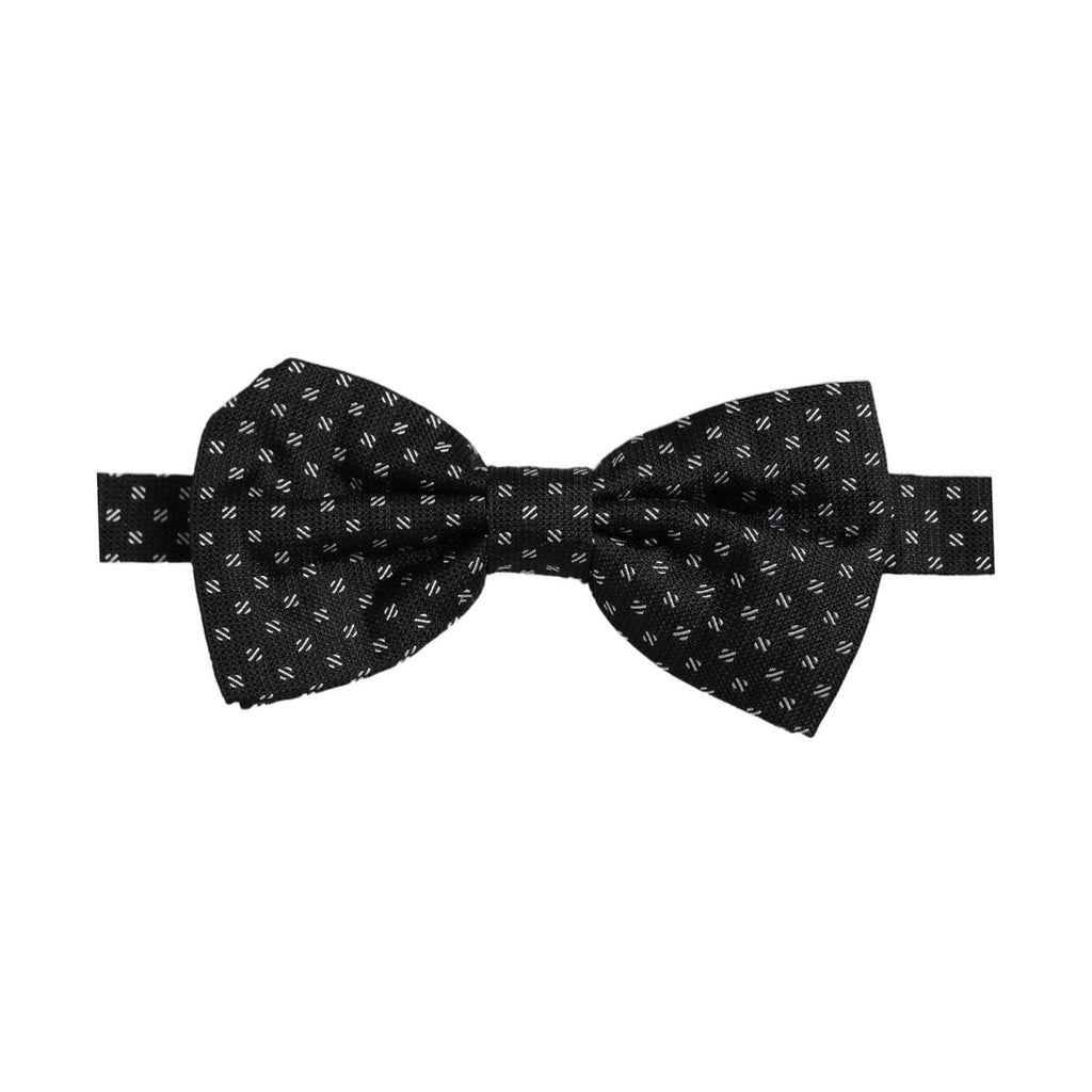 Men Black Patterned Adjustable Neck Papillon Bow Tie