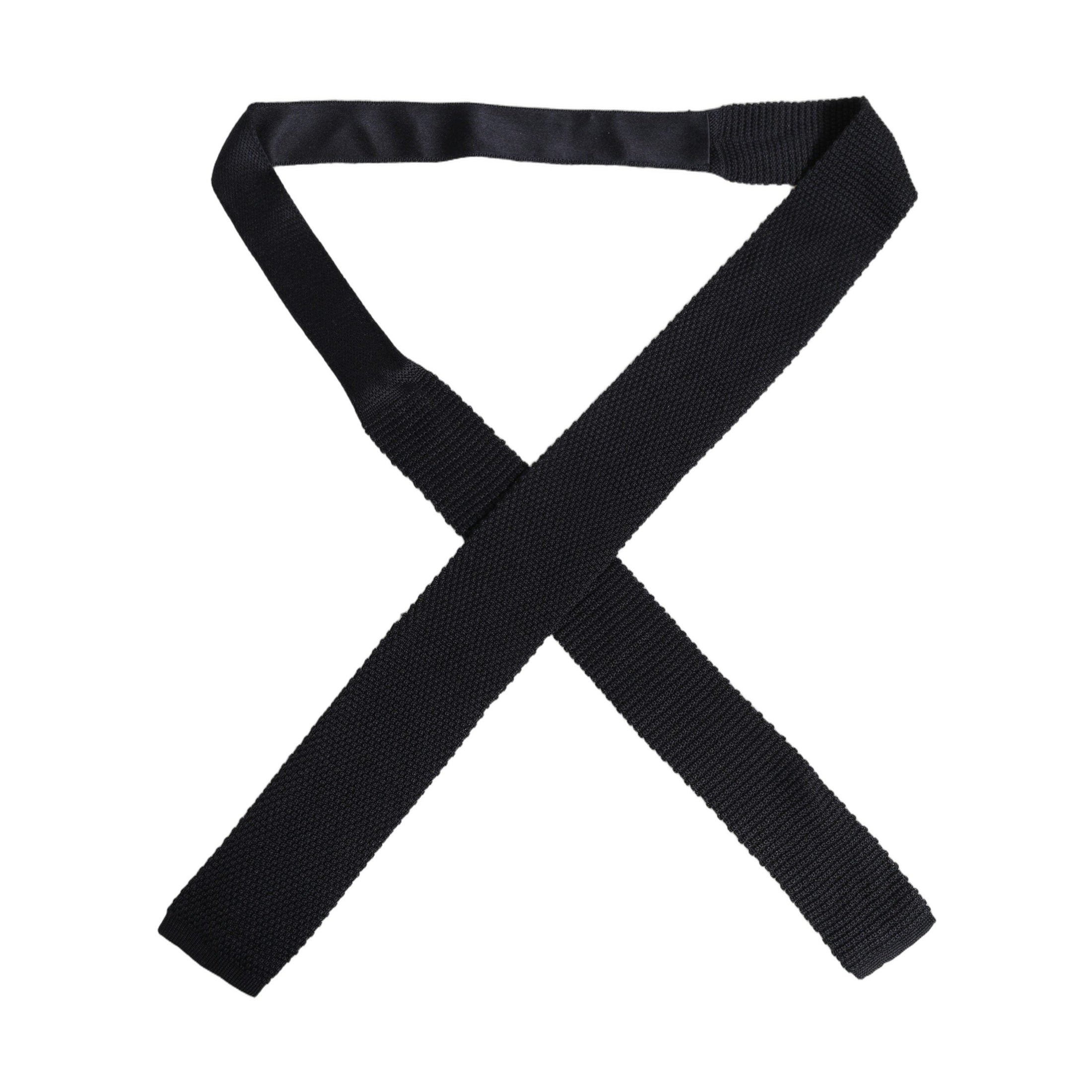 Men Black 100% Silk Adjustable Men Tied Necktie Tie