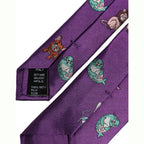 Men Purple Animal Print Adjustable Tied Necktie Tie