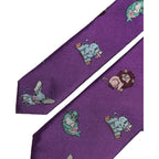 Men Purple Animal Print Adjustable Tied Necktie Tie