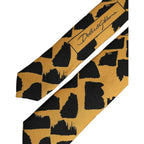 Men Black Yellow Patterned Adjustable Tied Necktie Tie