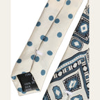 Men Off White Blue Geometric Adjustable Tied Necktie Tie