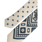 Men Off White Blue Geometric Adjustable Tied Necktie Tie