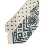 Men Off White Blue Geometric Adjustable Tied Necktie Tie