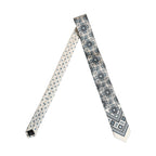 Men Off White Blue Geometric Adjustable Tied Necktie Tie