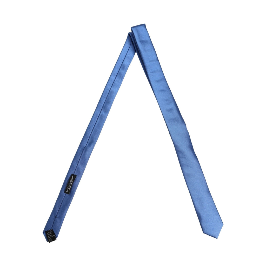 Men Blue 100% Silk Satin Adjustable Tied Necktie Tie