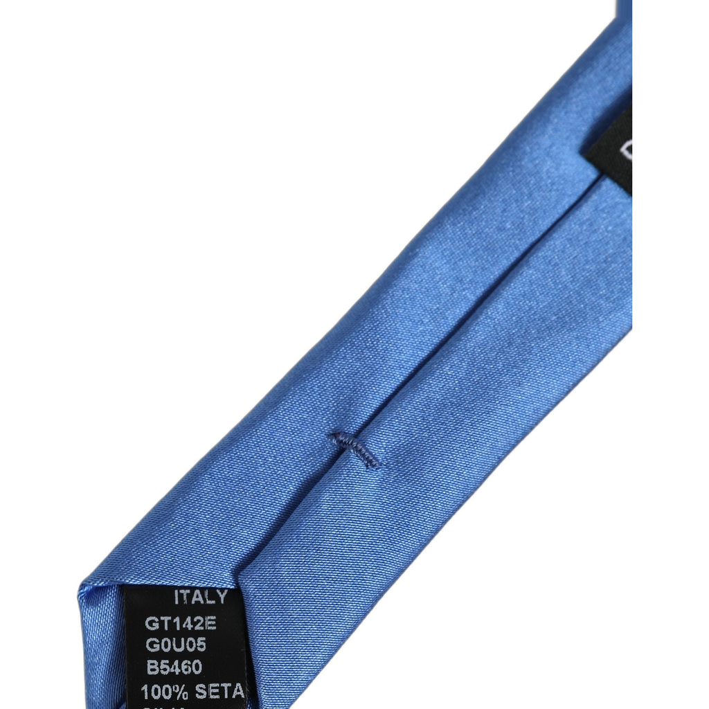 Men Blue 100% Silk Satin Adjustable Tied Necktie Tie