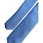 Men Blue 100% Silk Satin Adjustable Tied Necktie Tie