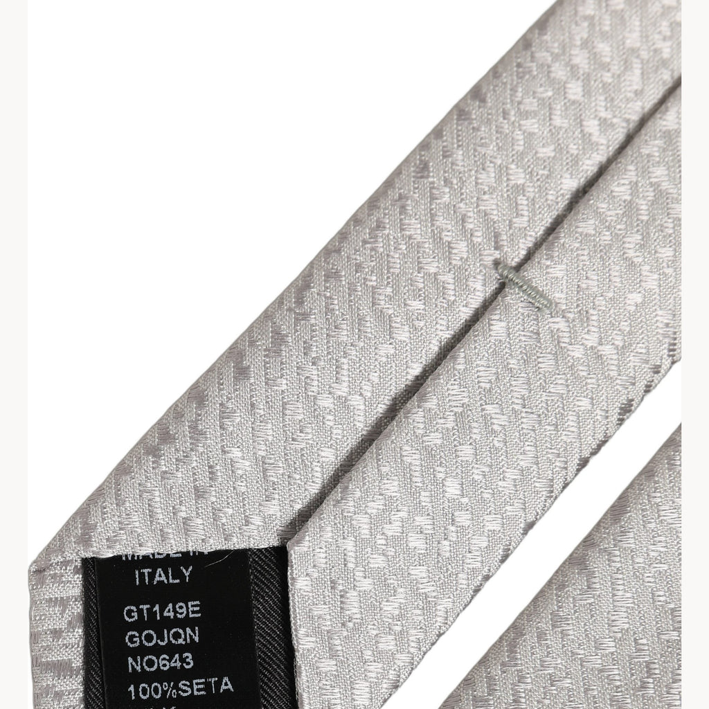 Men Gray 100% Silk Textured Adjustable Tied Necktie Tie