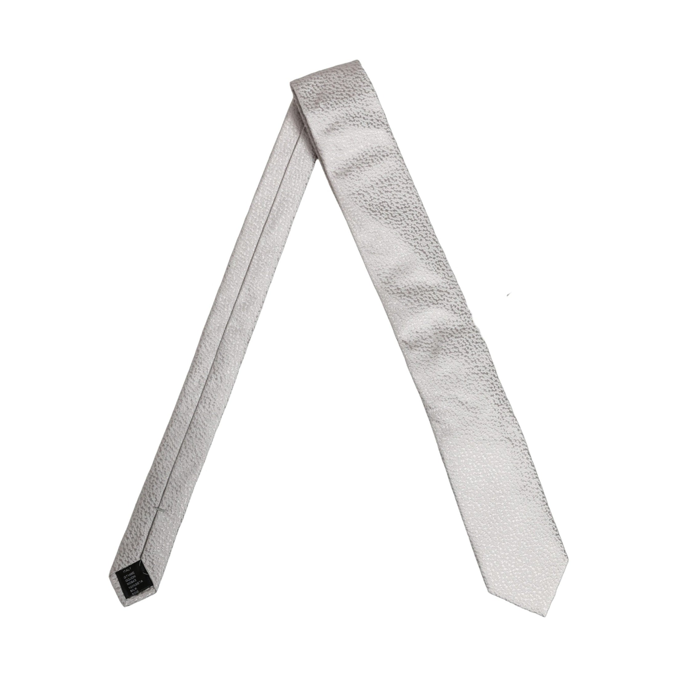 Men Gray 100% Silk Textured Adjustable Tied Necktie Tie