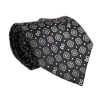Men Black DG Logo 100% Silk Adjustable Tied Necktie Tie