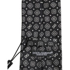 Men Black DG Logo 100% Silk Adjustable Tied Necktie Tie