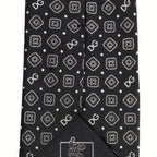 Men Black DG Logo 100% Silk Adjustable Tied Necktie Tie