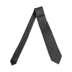 Men Black DG Logo 100% Silk Adjustable Tied Necktie Tie