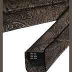 Men Brown Paisley 100% Silk Adjustable Tied Necktie Tie
