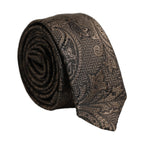 Men Brown Paisley 100% Silk Adjustable Tied Necktie Tie