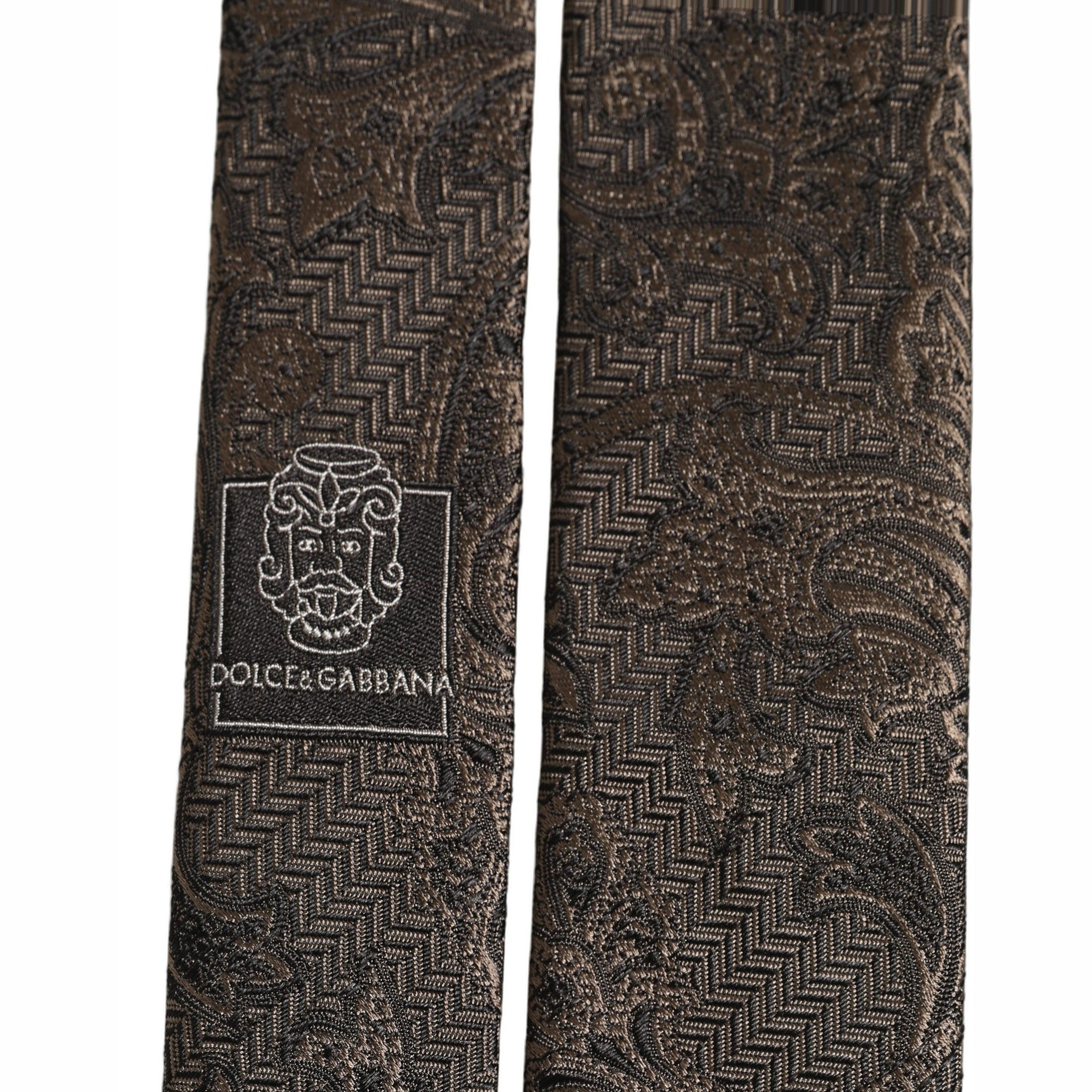 Men Brown Paisley 100% Silk Adjustable Tied Necktie Tie