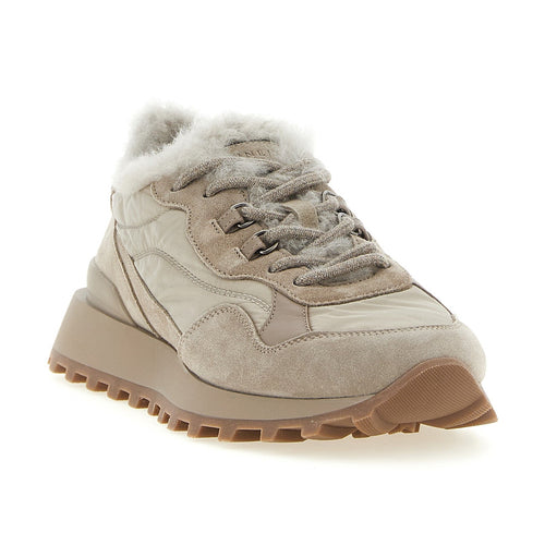 Beige Calfskin Athletic Sneakers