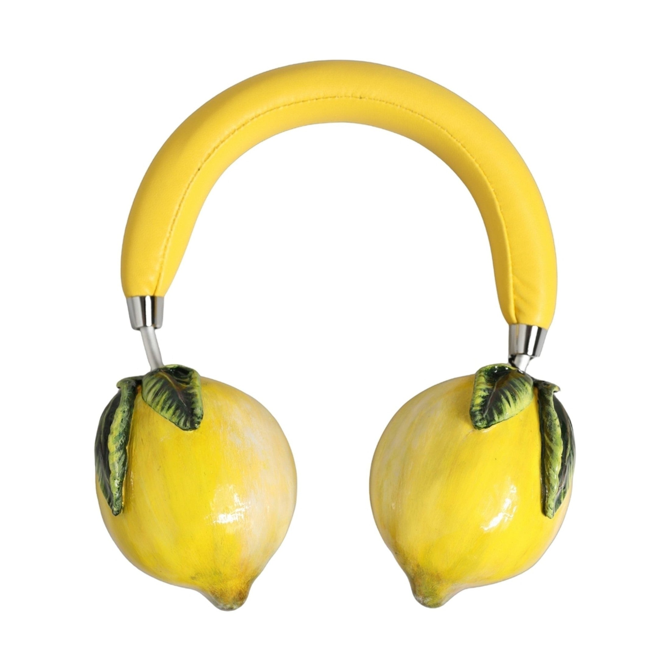 Yellow Vibrant Lemon Leather Headset Headphones