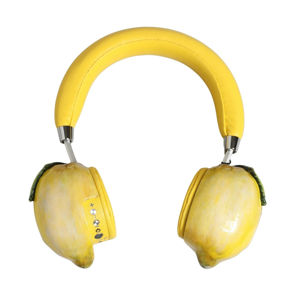 Yellow Vibrant Lemon Leather Headset Headphones