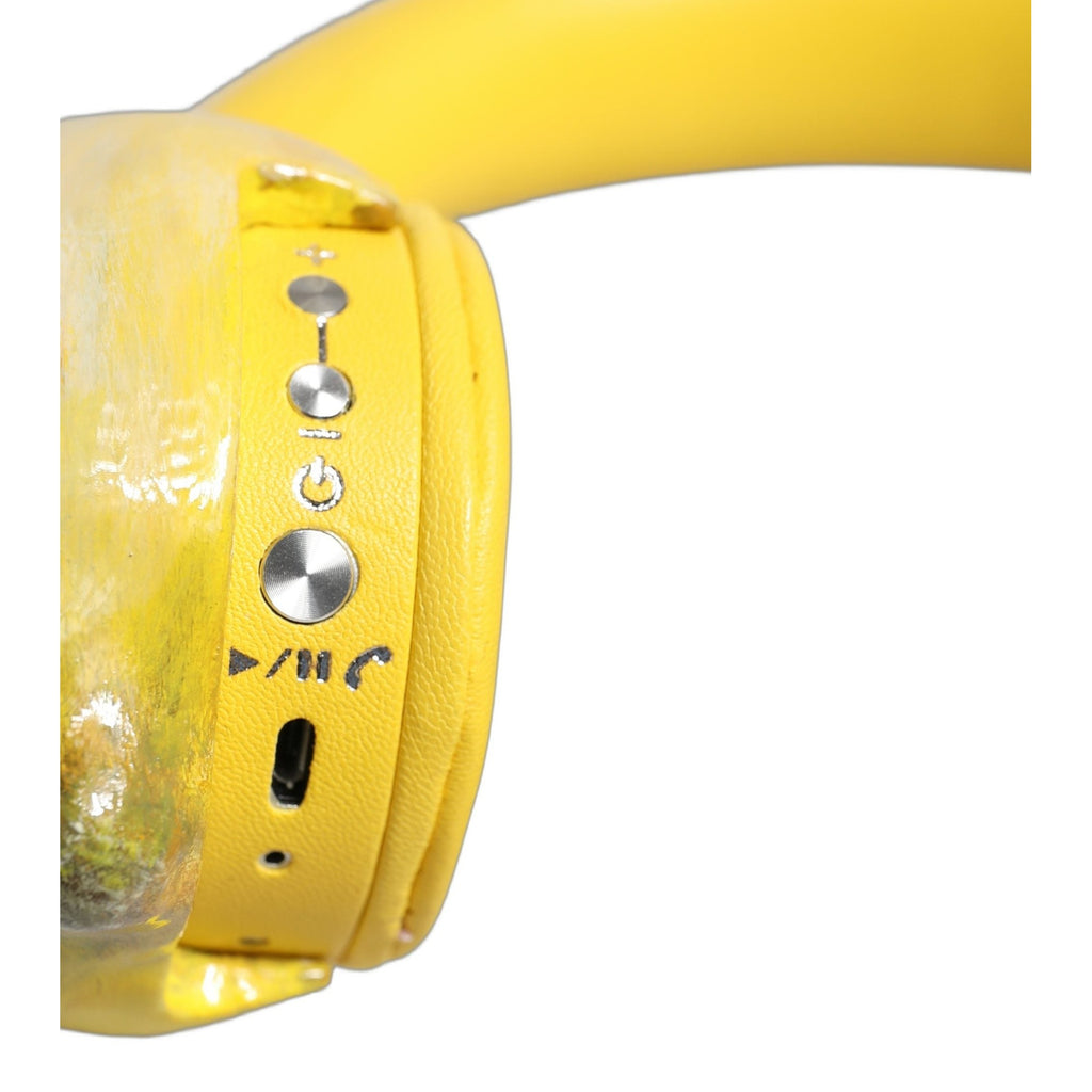 Yellow Vibrant Lemon Leather Headset Headphones