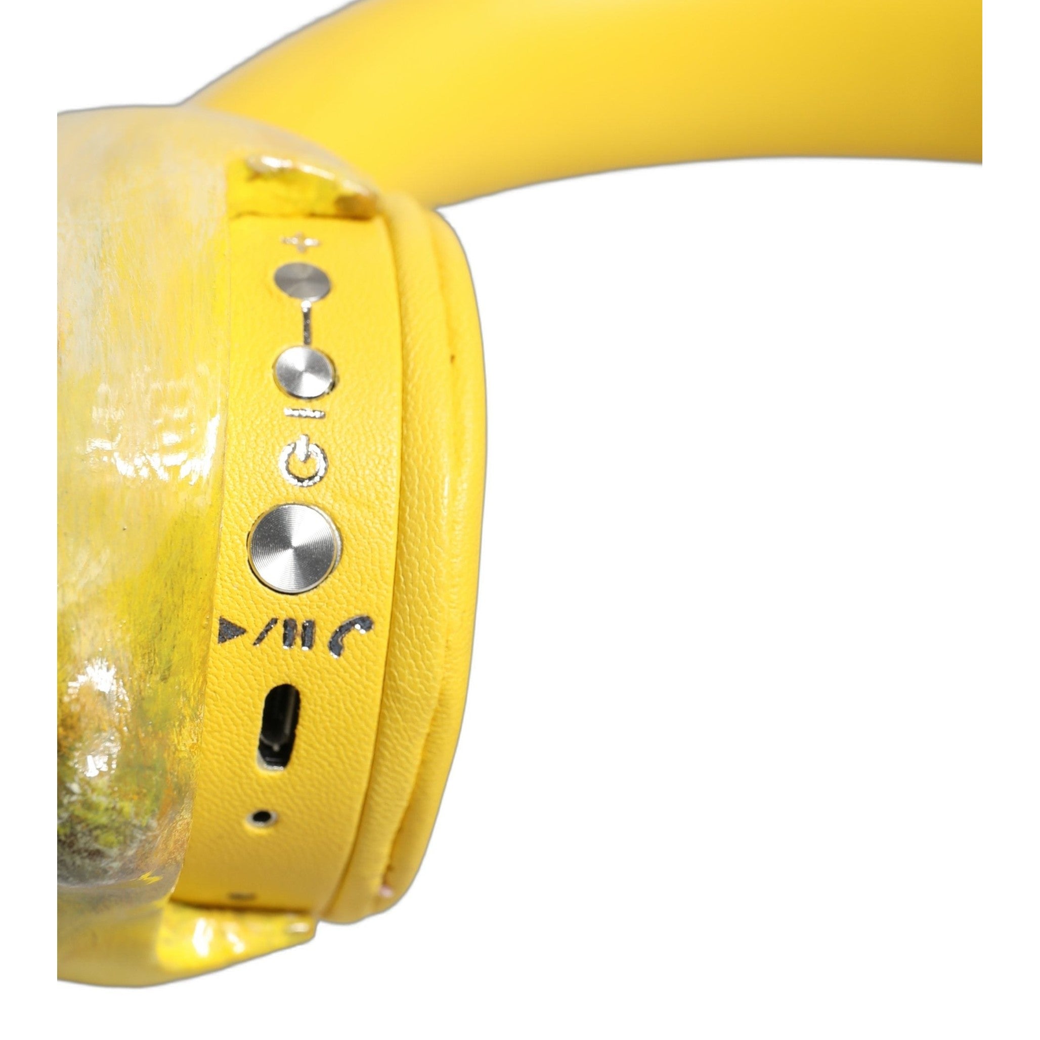 Yellow Vibrant Lemon Leather Headset Headphones
