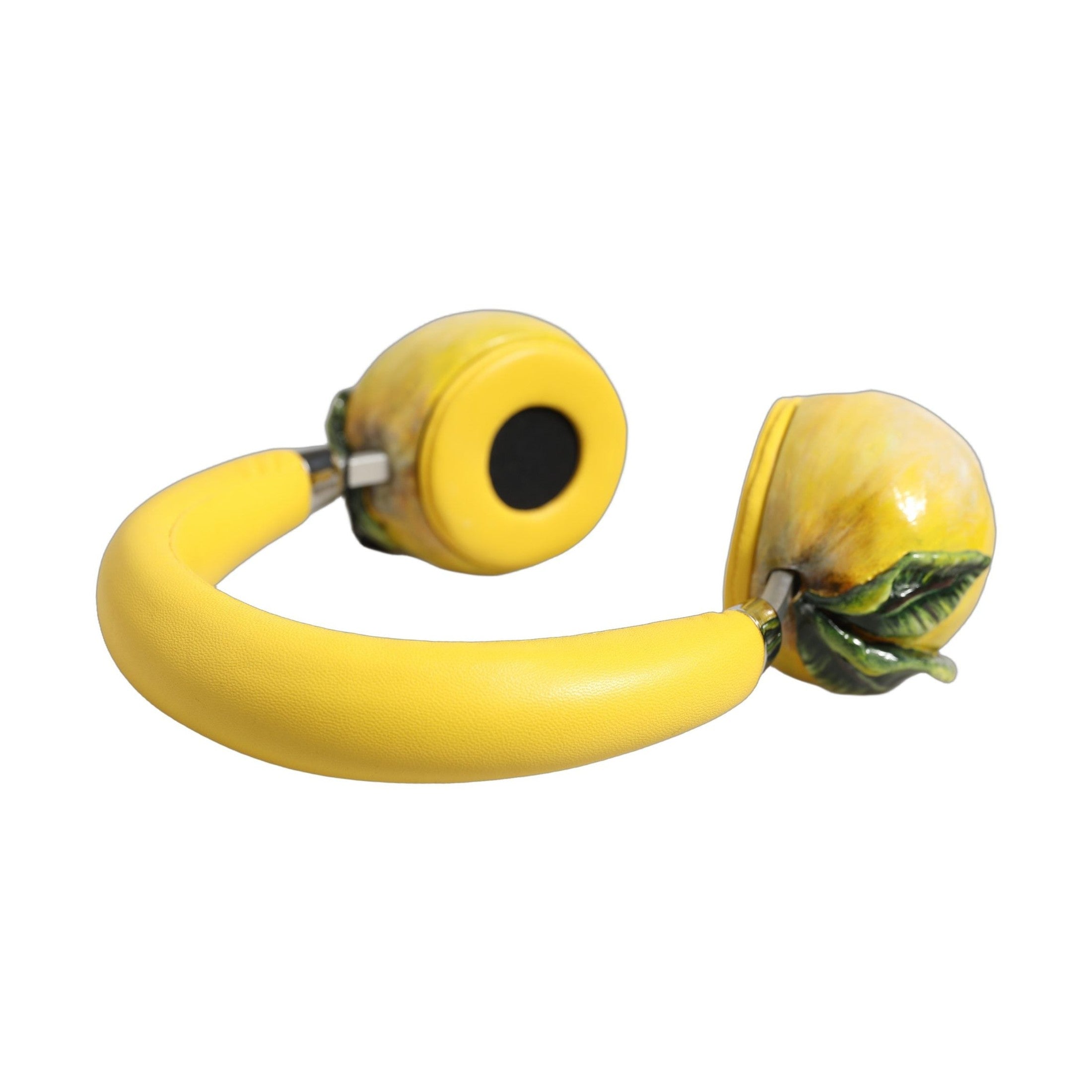 Yellow Vibrant Lemon Leather Headset Headphones