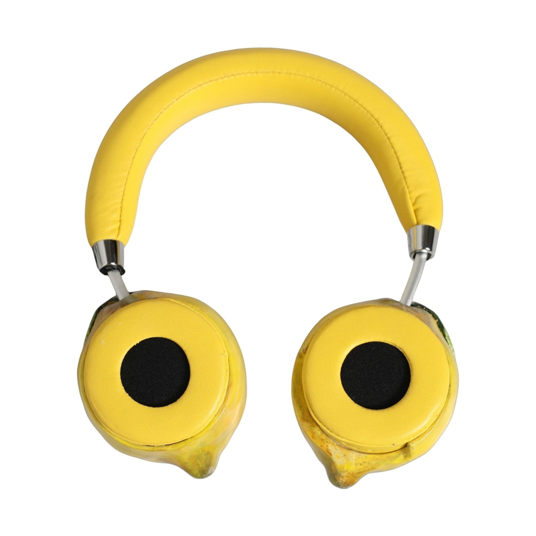 Yellow Vibrant Lemon Leather Headset Headphones