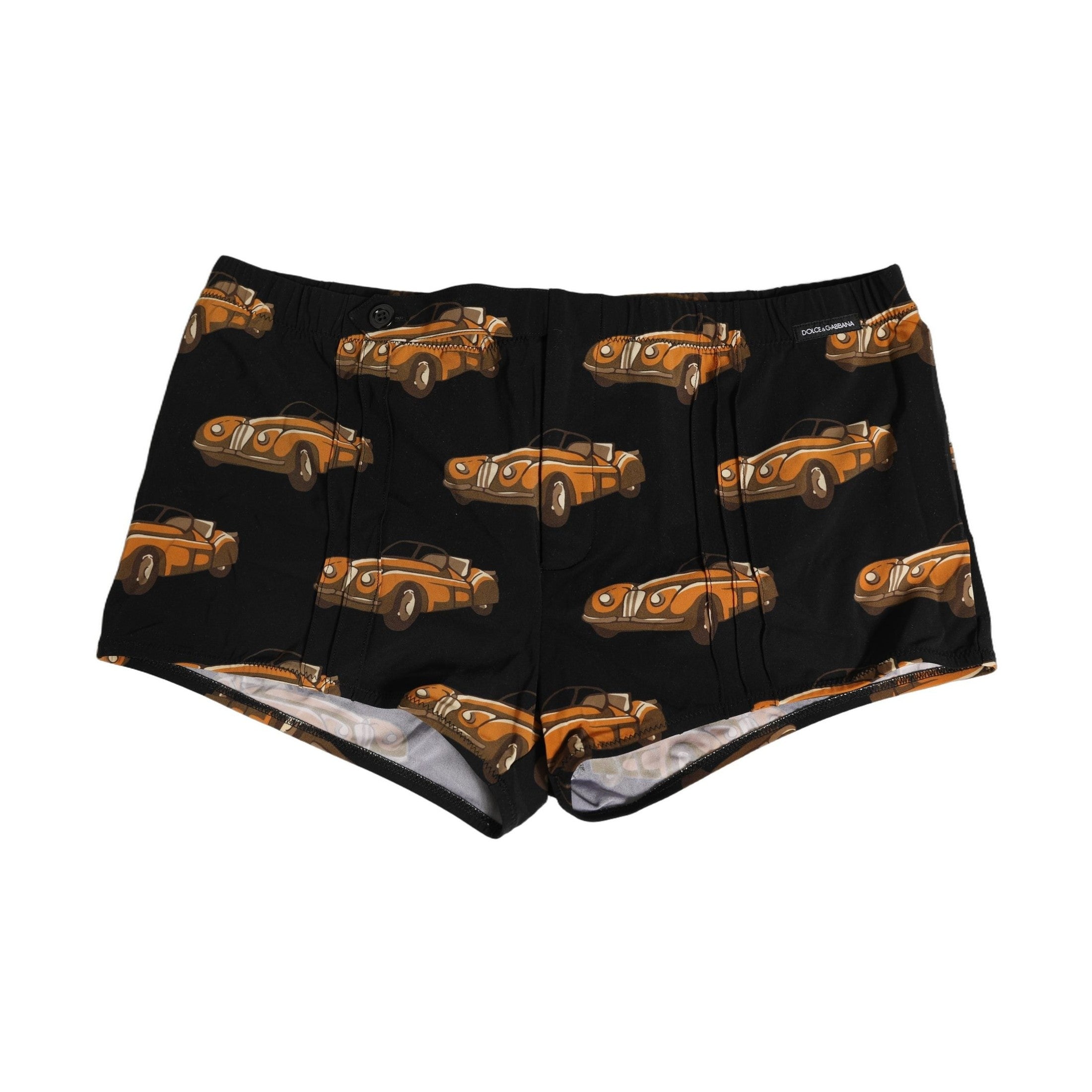 Black Car Print Swim Trunk Beachwear Swimwear
