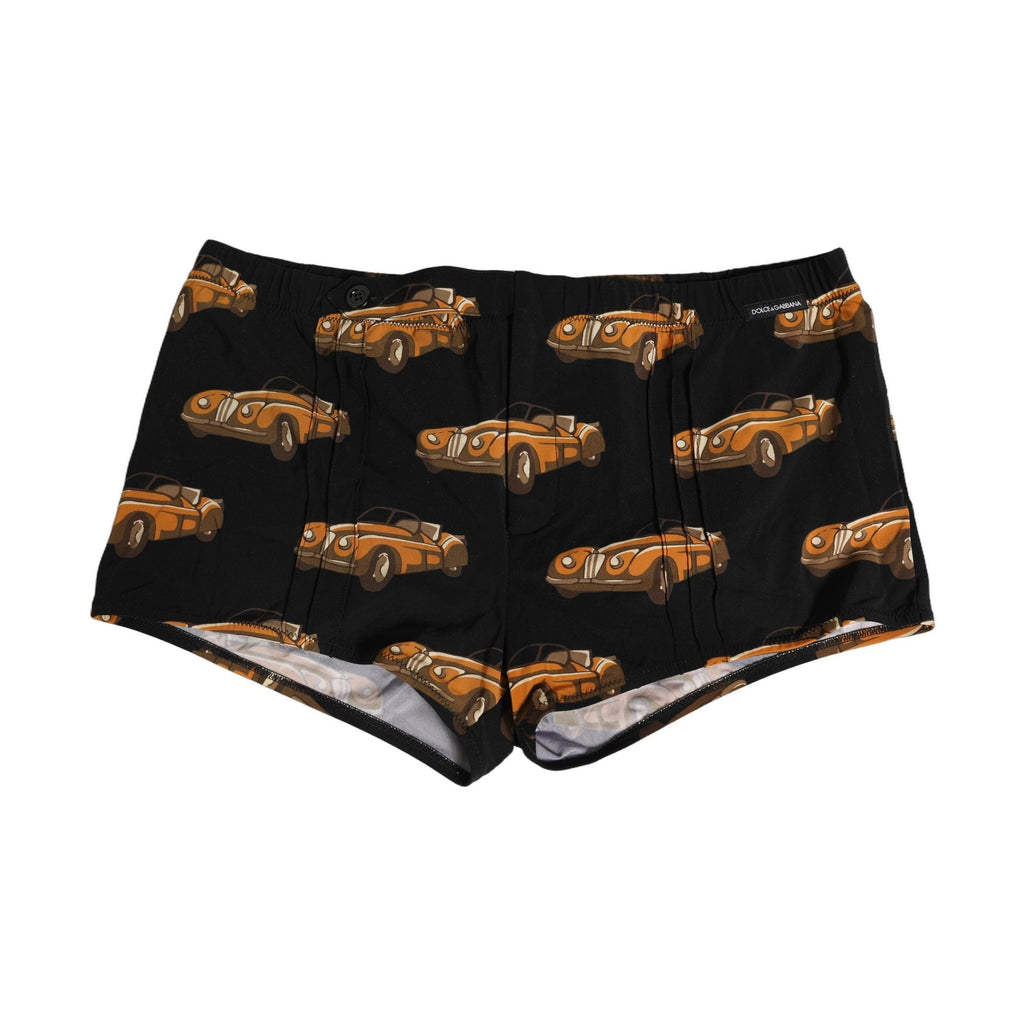 Black Car Print Swim Trunk Beachwear Swimwear