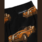 Black Car Print Swim Trunk Beachwear Swimwear