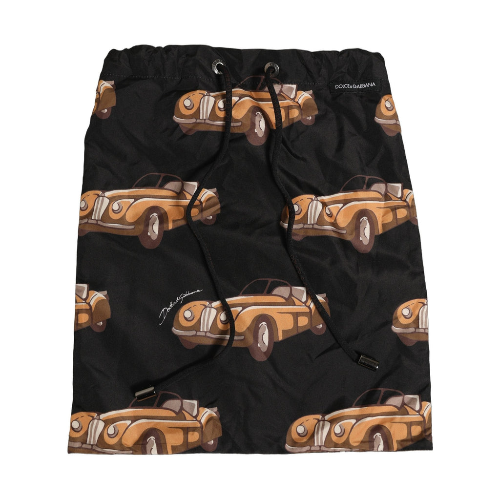 Black Car Print Swim Trunk Beachwear Swimwear