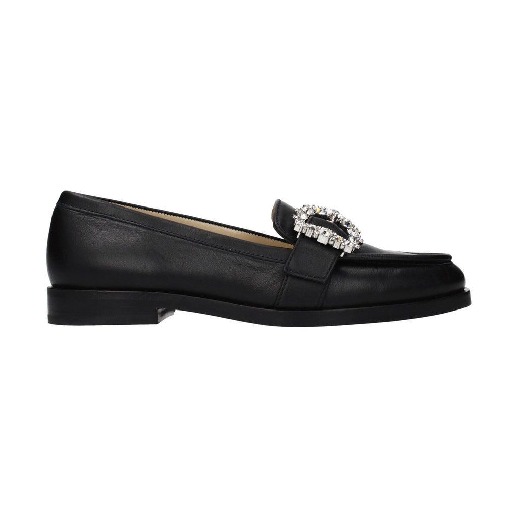 Jimmy Choo Black Leather Slip-On Loafers