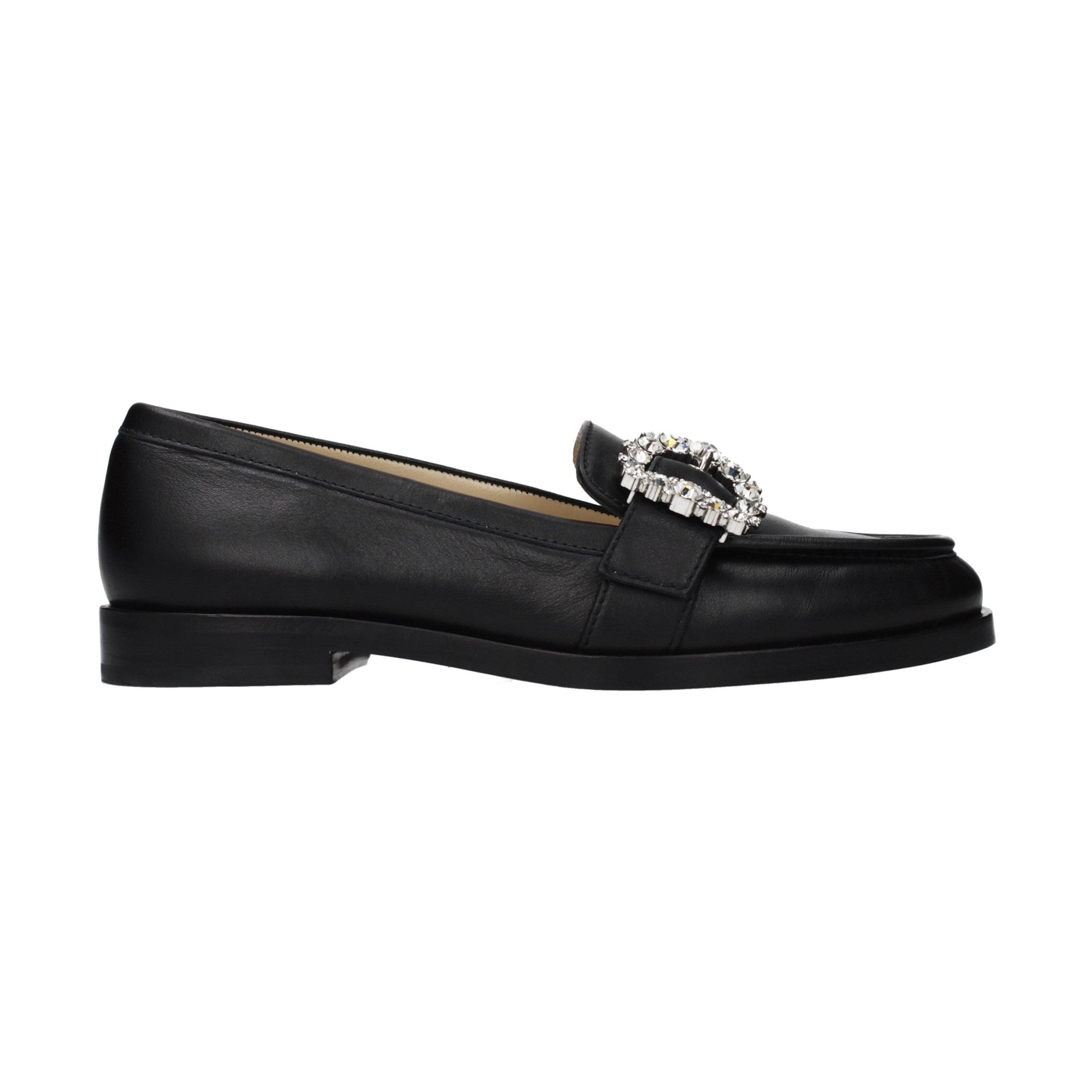 Jimmy Choo Black Leather Slip-On Loafers