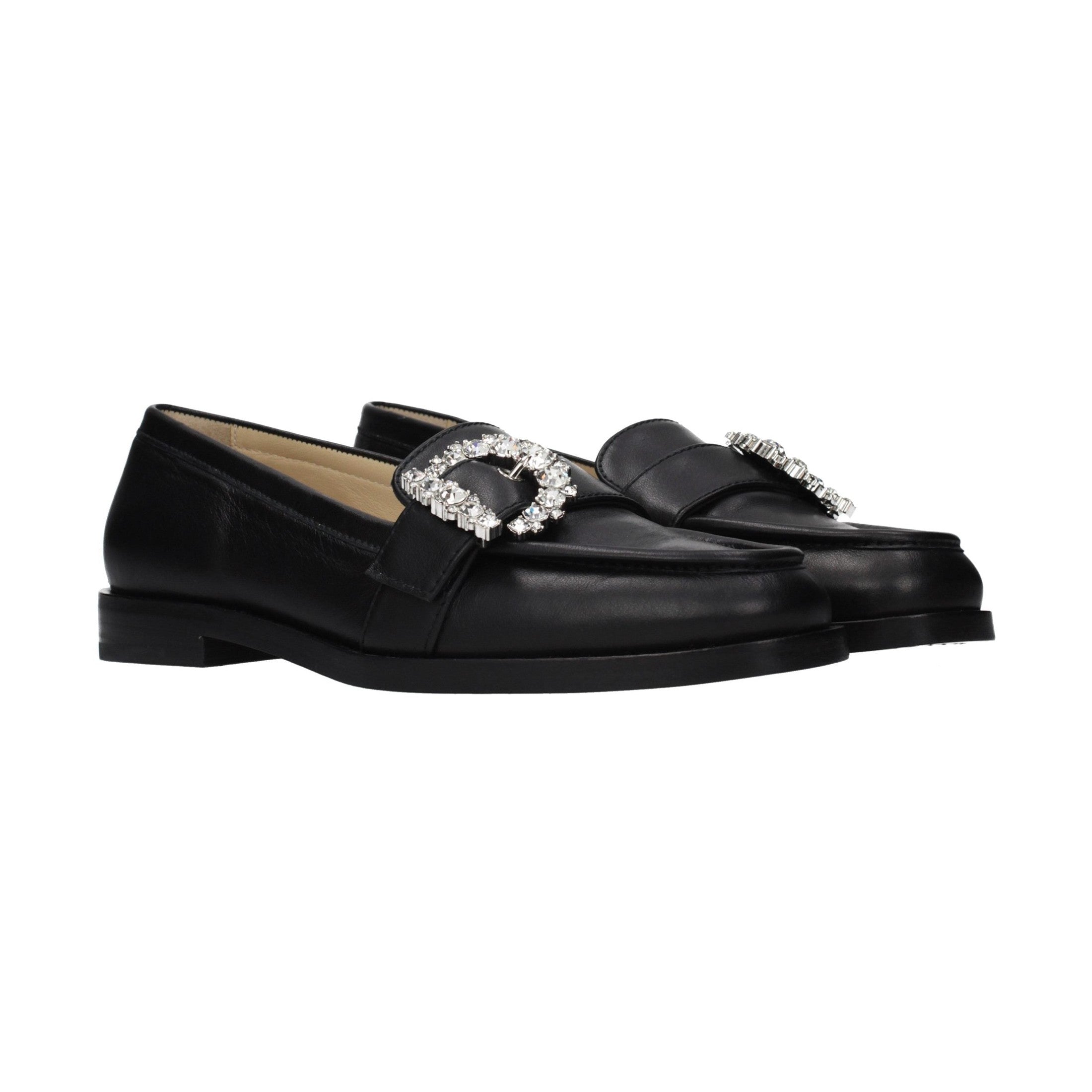 Jimmy Choo Black Leather Slip-On Loafers