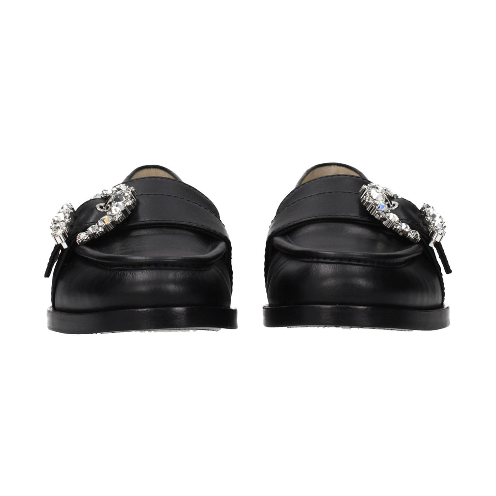 Jimmy Choo Black Leather Slip-On Loafers