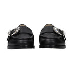 Jimmy Choo Black Leather Slip-On Loafers