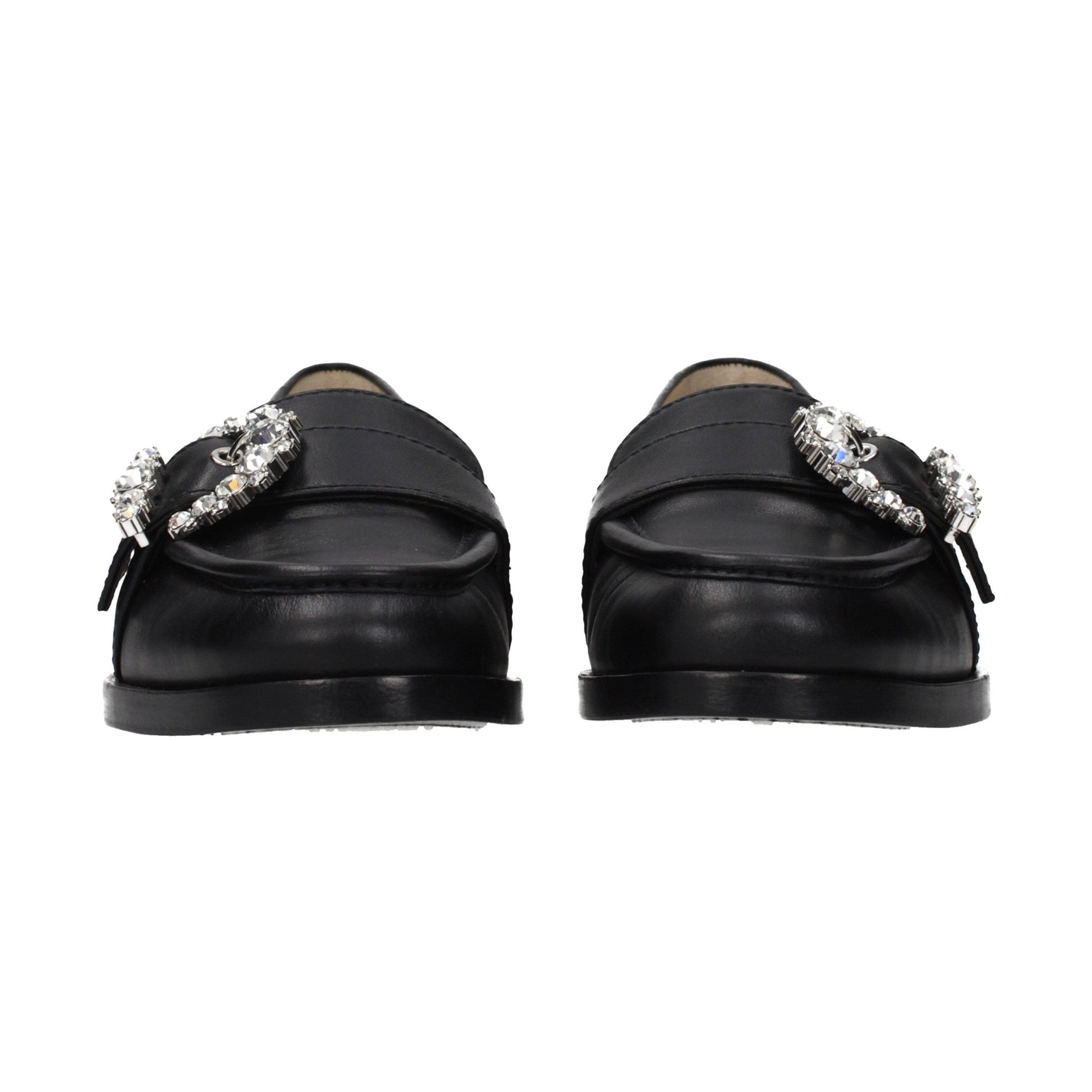 Jimmy Choo Black Leather Slip-On Loafers