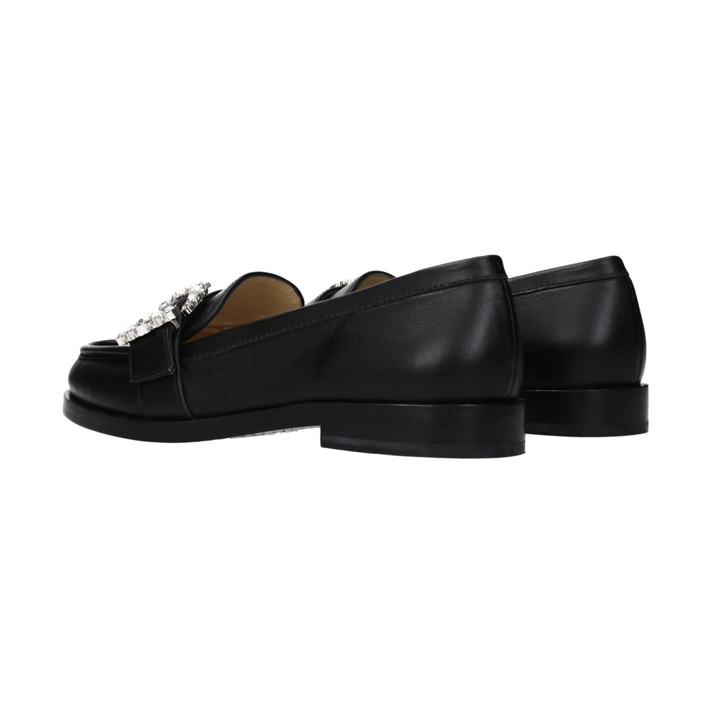 Jimmy Choo Black Leather Slip-On Loafers