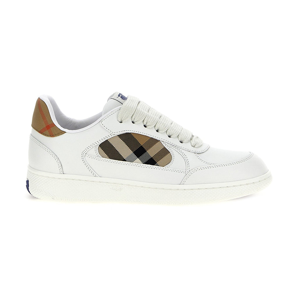 Beige Leather Low Top Sneakers