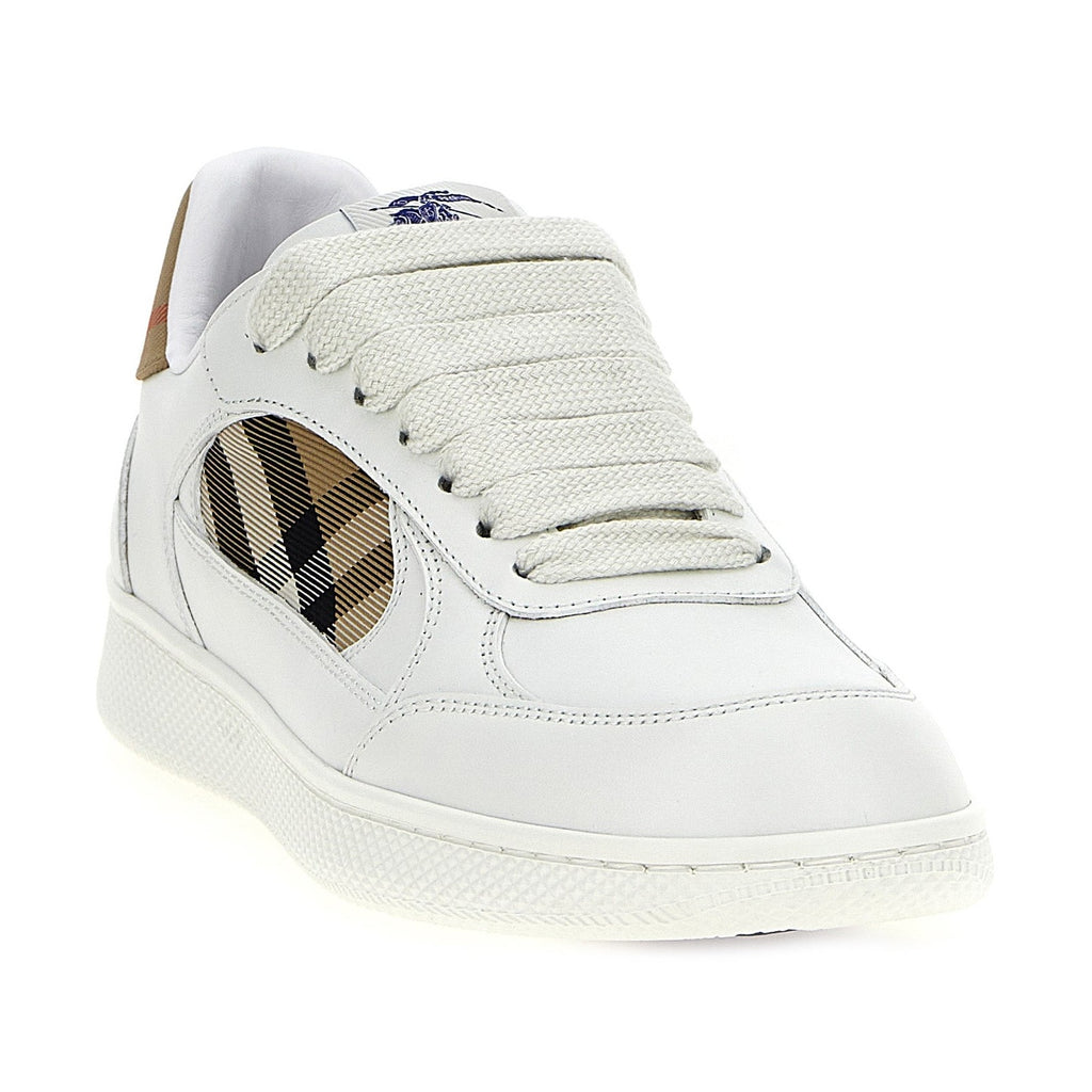 Beige Leather Low Top Sneakers