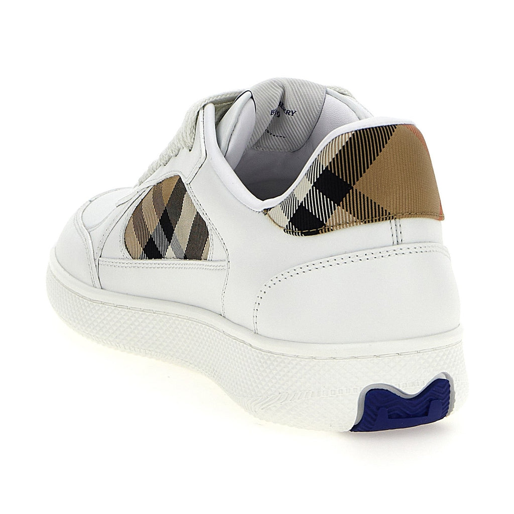 Beige Leather Low Top Sneakers