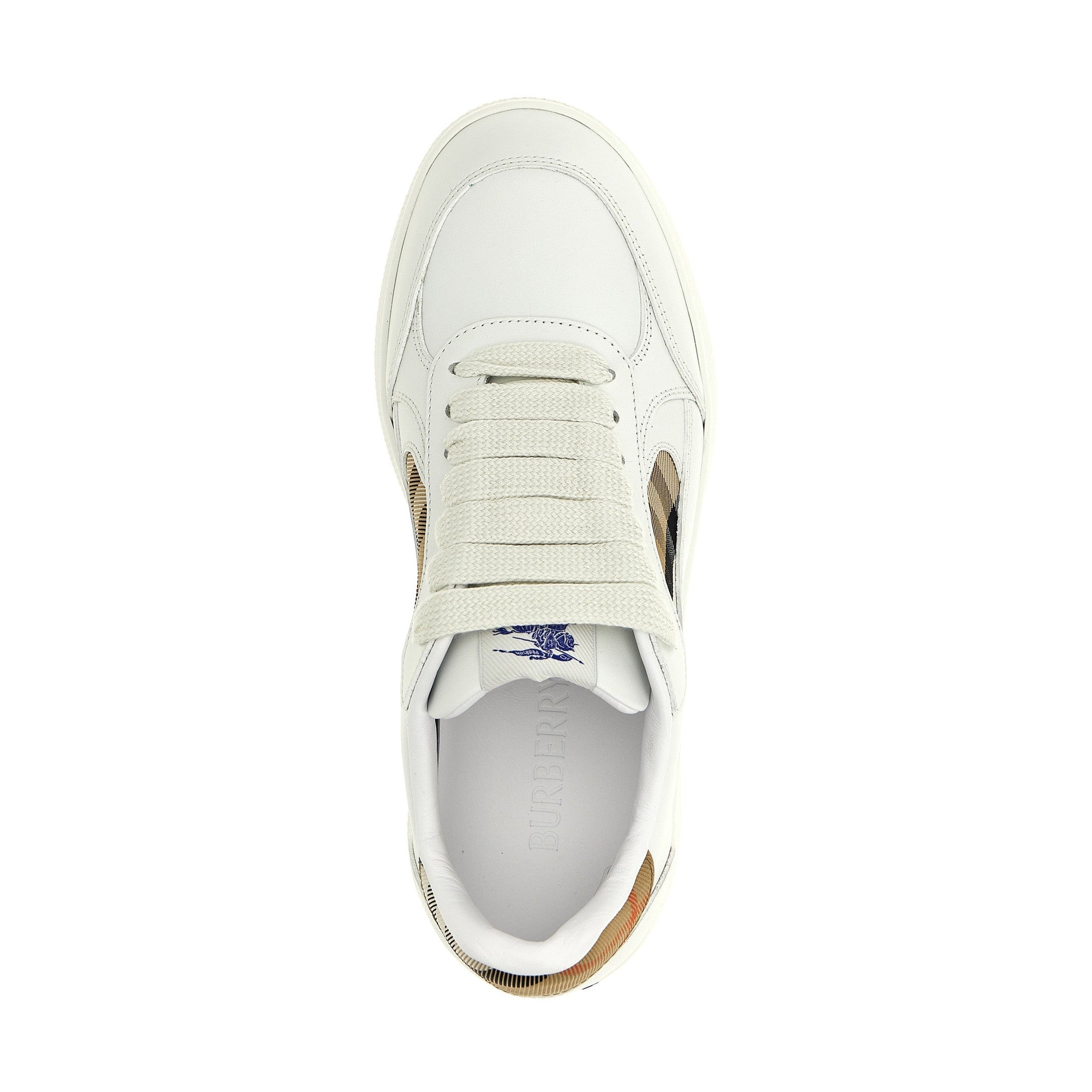 Beige Leather Low Top Sneakers