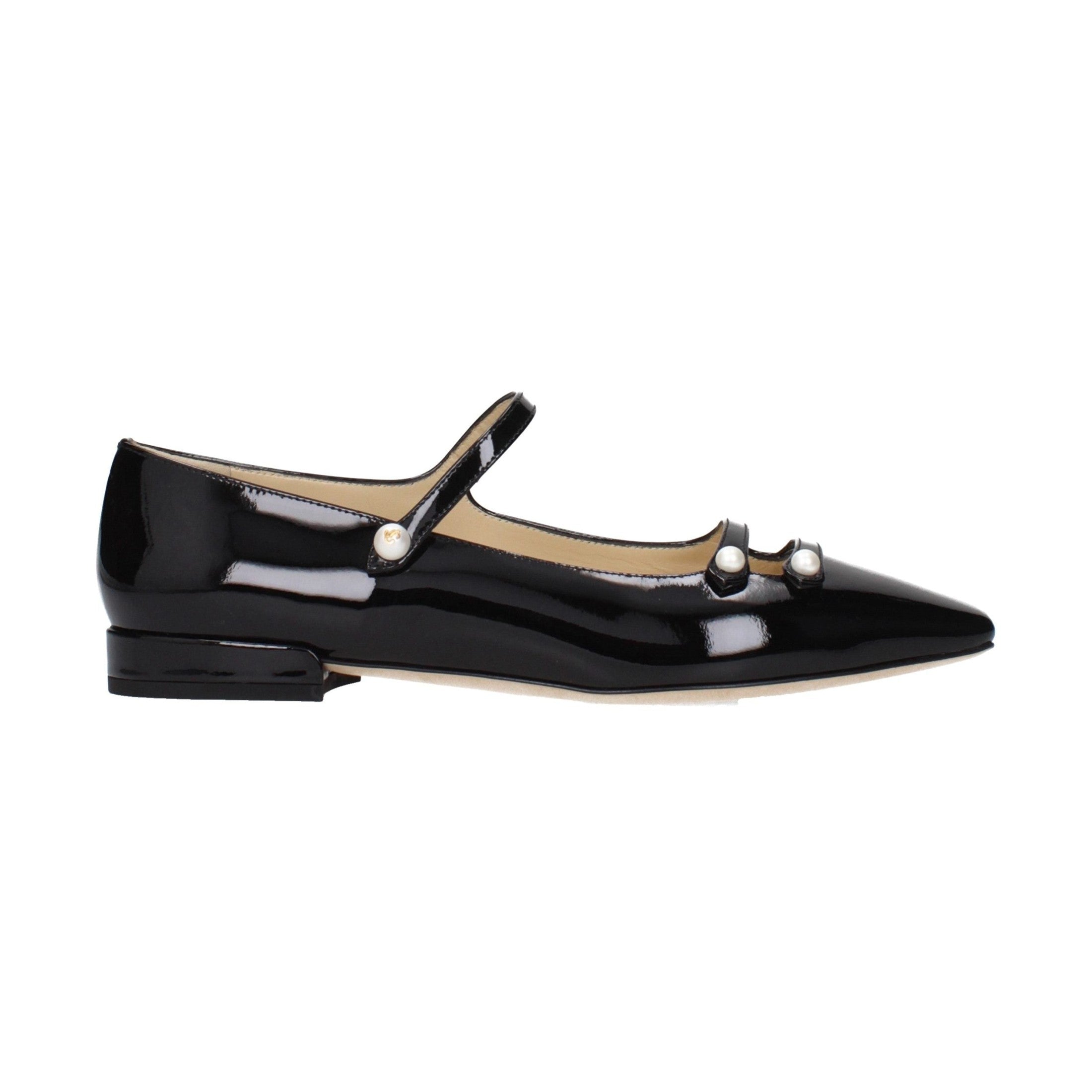 Black Leather Ballet Flats