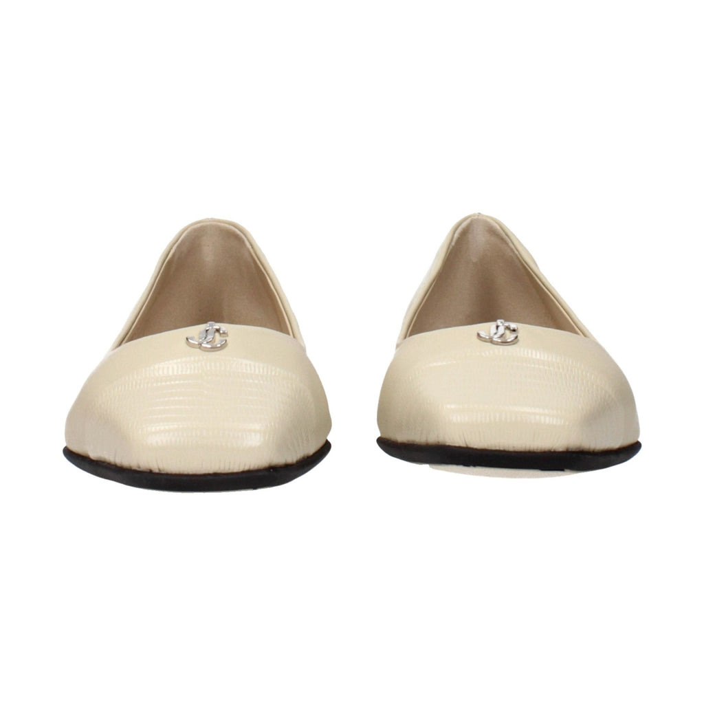 Beige Leather Ballet Flats